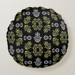 Hamsa Hand Protection Art Round Cushion