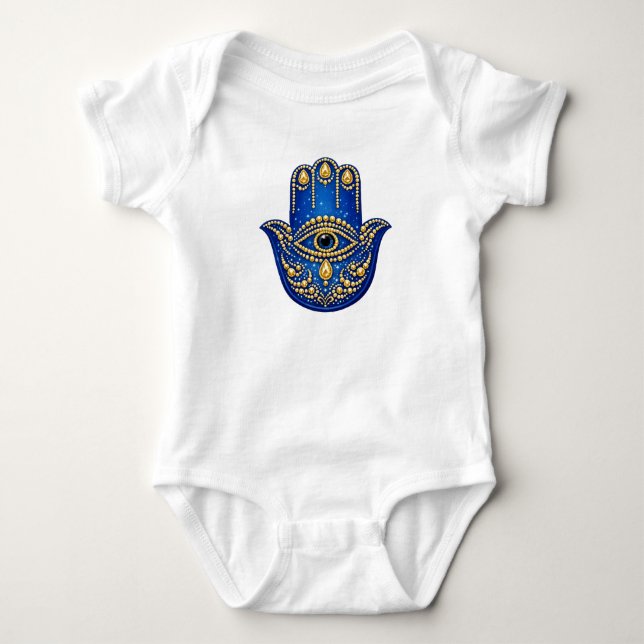 Hamsa Hand Protective Amulet Baby  Bodysuit (Front)