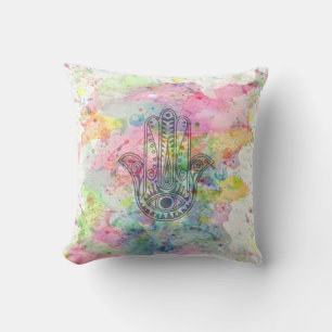 HAMSA Hand Symbol Colourful Watercolor Cushion