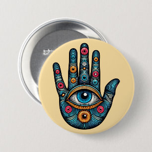 Hamsa Hand with and eye art illustration 7.5 Cm Round Badge