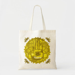 Hamsa Hand Yellow Lotus tote bag