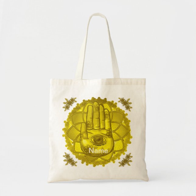 Hamsa Hand Yellow Lotus  tote bag (Front)