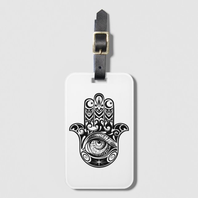 Hamsa Hand Zendoodle Luggage Tag (Front Vertical)