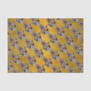 Hamsa Hearts Flowers Opal Art on Gold Tissue Paper
