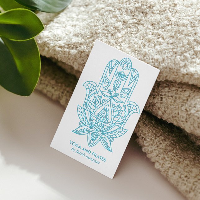 Hamsa | Light Blue Wellness massage yoga holistic Business Card (Creator Uploaded)