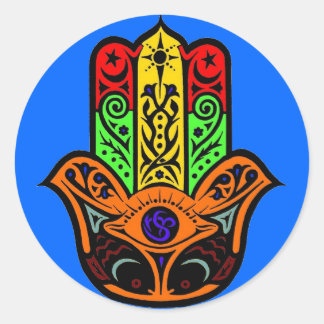 HAMSA multi colour Classic Round Sticker
