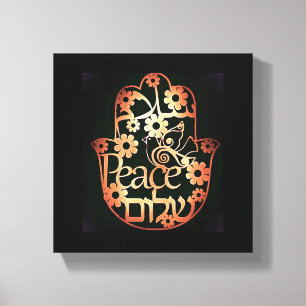 Hamsa of Peace on Small Stretched Canvas Print