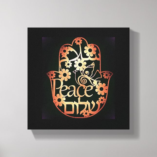 Hamsa of Peace on Small Stretched Canvas Print (Front)