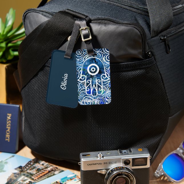 Hamsa Swirls Luggage Tag (Front & Back)