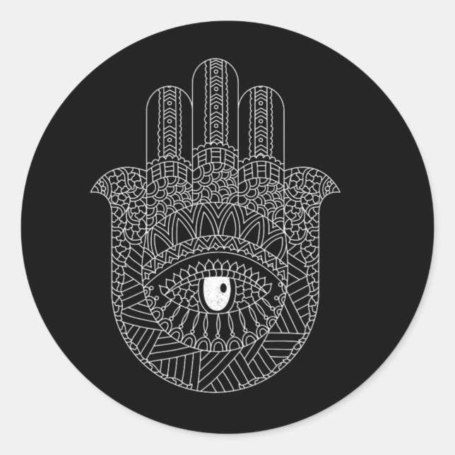 Hamsa Symbol Islam Muslim Allah Koran Quran Gift Classic Round Sticker (Front)