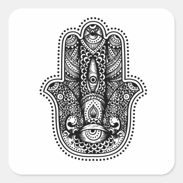 Hamsa The Hand of the Goddess Square Sticker (Front)