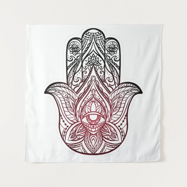 Hamsa with boho pattern  tapestry (Front)