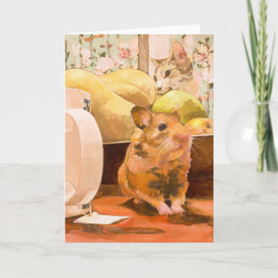Hamster and Cat Blank Card