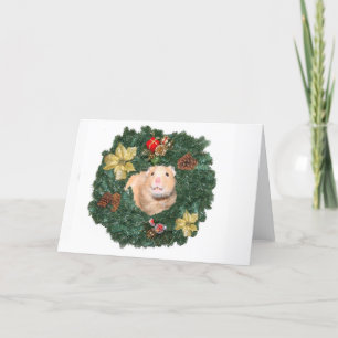 Hamster and Christmas wreath Holiday Card