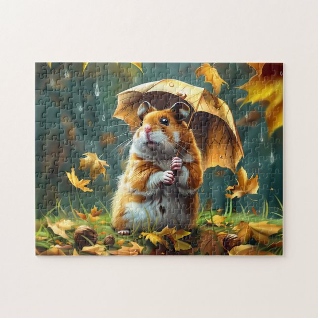 Hamster and Leaf Umbrella Jigsaw Puzzle (Horizontal)