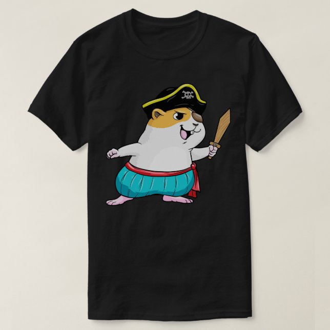 Hamster as a pirate with a sword T-Shirt (Design Front)