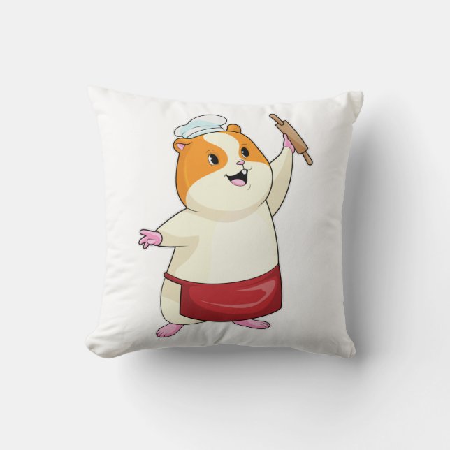 Hamster as Baker with Rolling pin Cushion (Front)