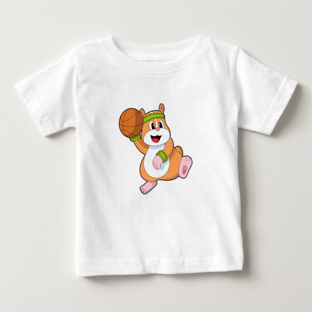 Hamster as Basketball player with Basketball Baby T-Shirt (Front)