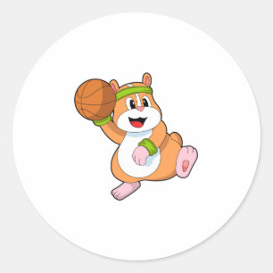 Hamster as Basketball player with Basketball Classic Round Sticker