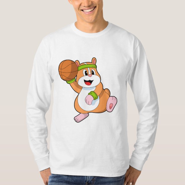 Hamster as Basketball player with Basketball T-Shirt (Front)