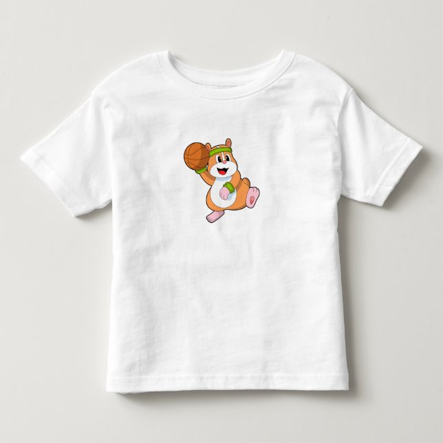 Hamster as Basketball player with Basketball Toddler T-Shirt (Front)
