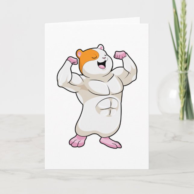Hamster as Bodybuilder with big Muscles Card (Front)
