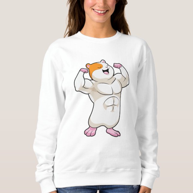 Hamster as Bodybuilder with big Muscles Sweatshirt (Front)