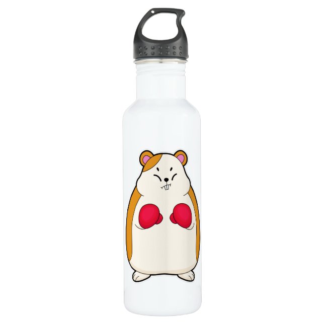 Hamster as Boxer with Boxing gloves 710 Ml Water Bottle (Front)