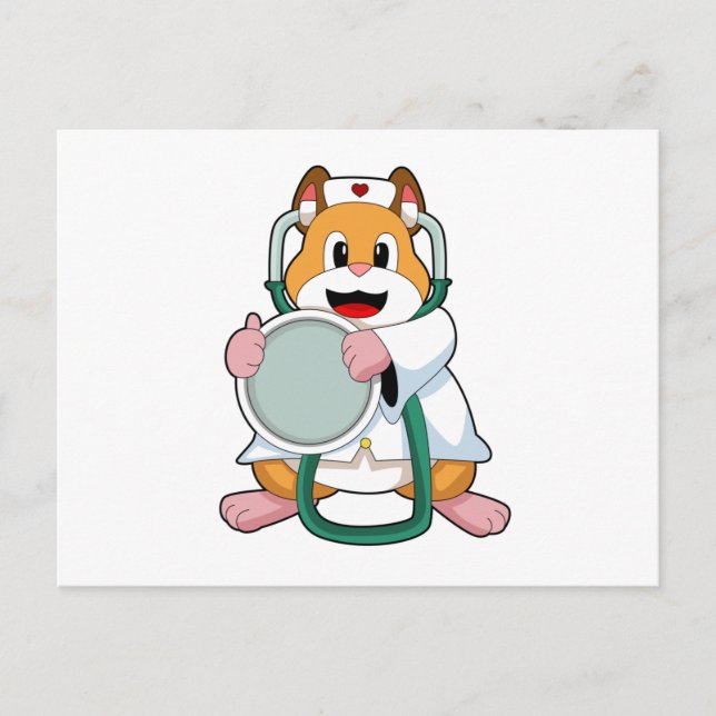 Hamster as Doctor with Stethoscope.PNG Postcard (Front)