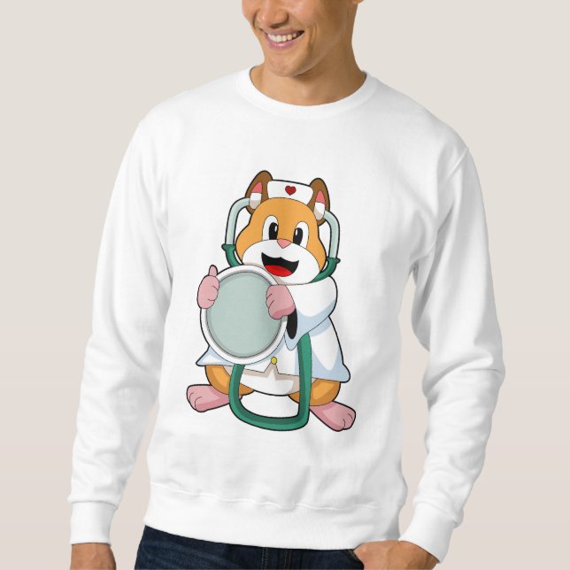 Hamster as Doctor with Stethoscope.PNG Sweatshirt (Front)