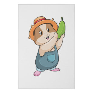 Hamster as Farmer with Zucchini Faux Canvas Print