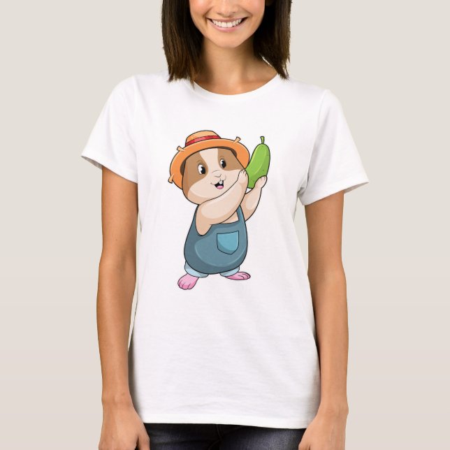 Hamster as Farmer with Zucchini T-Shirt (Front)