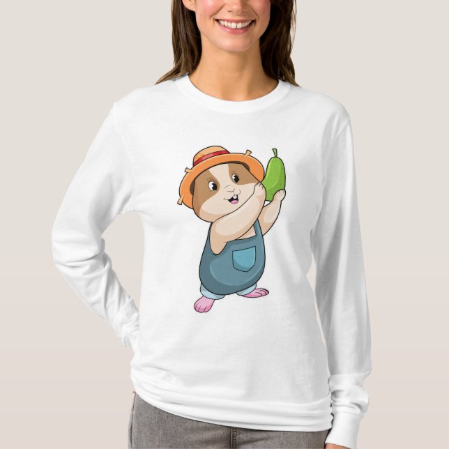 Hamster as Farmer with Zucchini T-Shirt (Front)