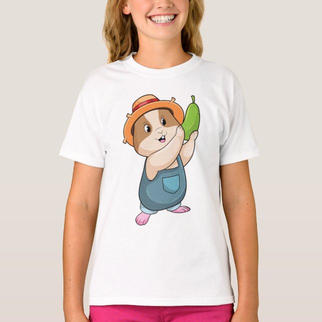 Hamster as Farmer with Zucchini T-Shirt (Front)