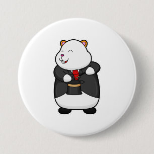 Hamster as Magician with Magic wand & Hat 7.5 Cm Round Badge