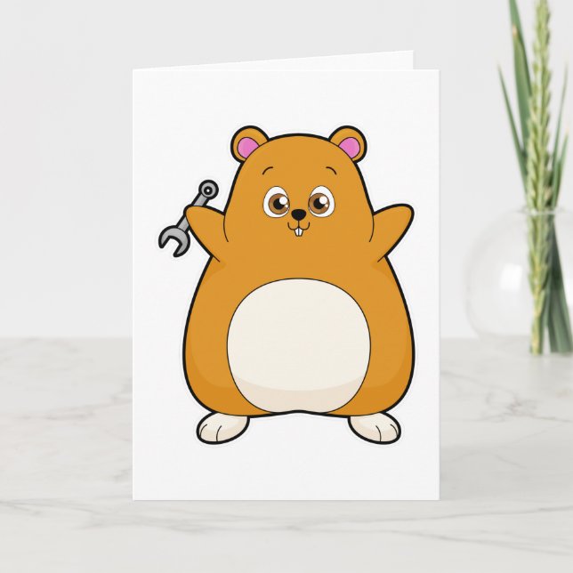 Hamster as Mechanic with Wrench Card (Front)