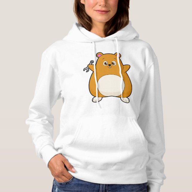 Hamster as Mechanic with Wrench Hoodie (Front)