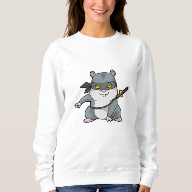 Hamster as Ninja at Martial arts with Sword Sweatshirt (Front)