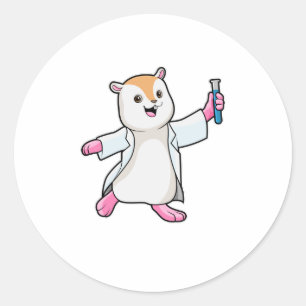 Hamster as Scientist with Test tube Classic Round Sticker