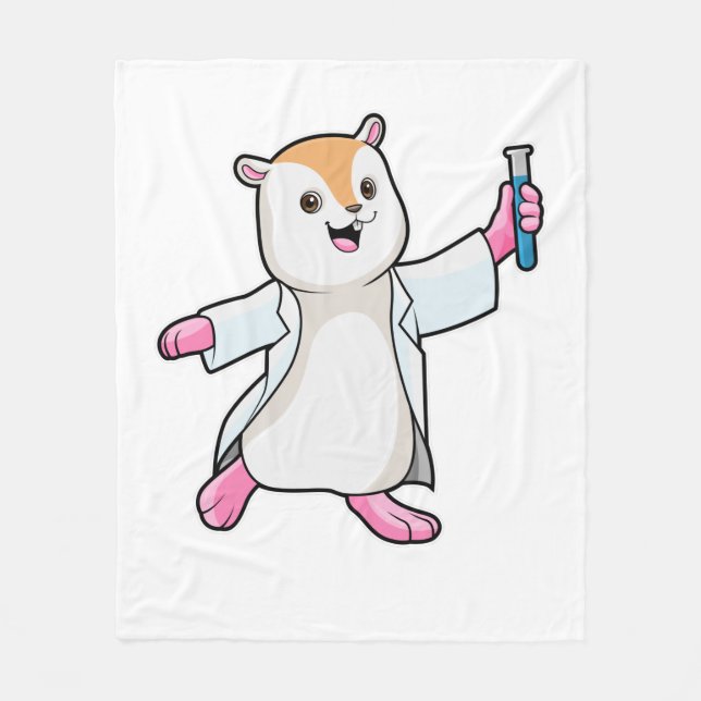 Hamster as Scientist with Test tube Fleece Blanket (Front)