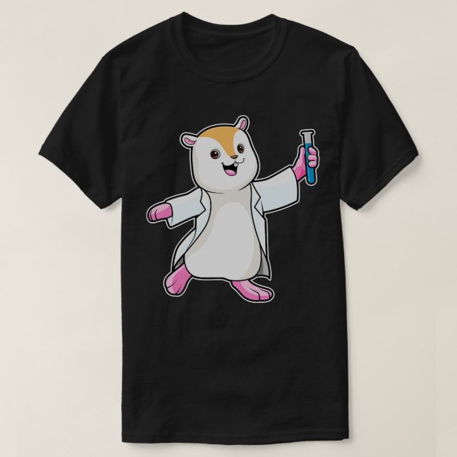 Hamster as Scientist with Test tube T-Shirt (Design Front)