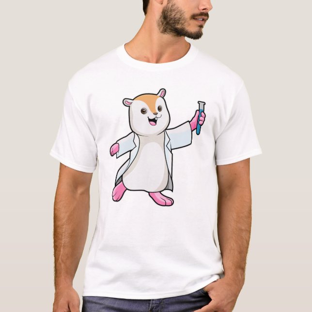 Hamster as Scientist with Test tube T-Shirt (Front)