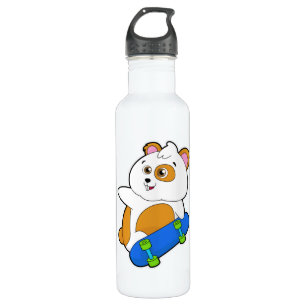 Hamster as Skater with Skateboard 710 Ml Water Bottle