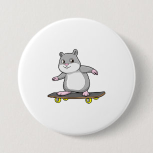 Hamster as Skater with Skateboard 7.5 Cm Round Badge