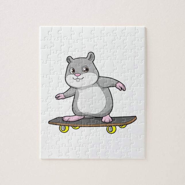 Hamster as Skater with Skateboard Jigsaw Puzzle (Vertical)