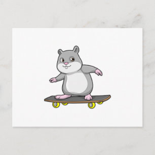 Hamster as Skater with Skateboard Postcard