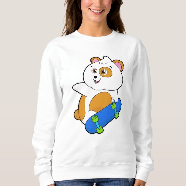 Hamster as Skater with Skateboard Sweatshirt (Front)