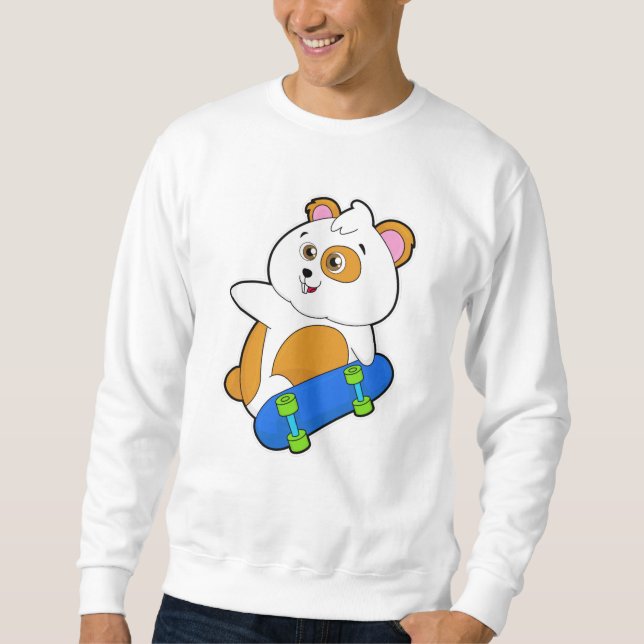 Hamster as Skater with Skateboard Sweatshirt (Front)