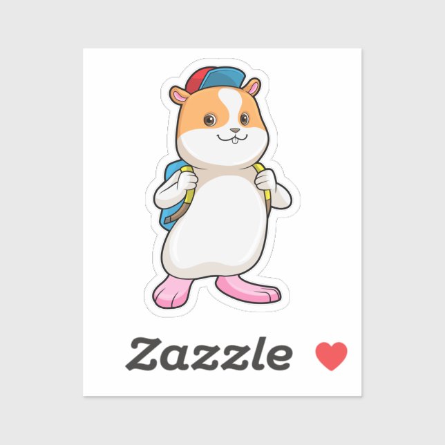 Hamster as Student with Backpack & Cap (Sheet)