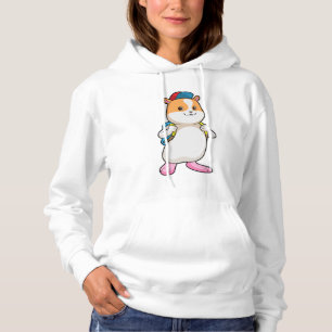 Hamster as Student with Backpack & Cap Hoodie